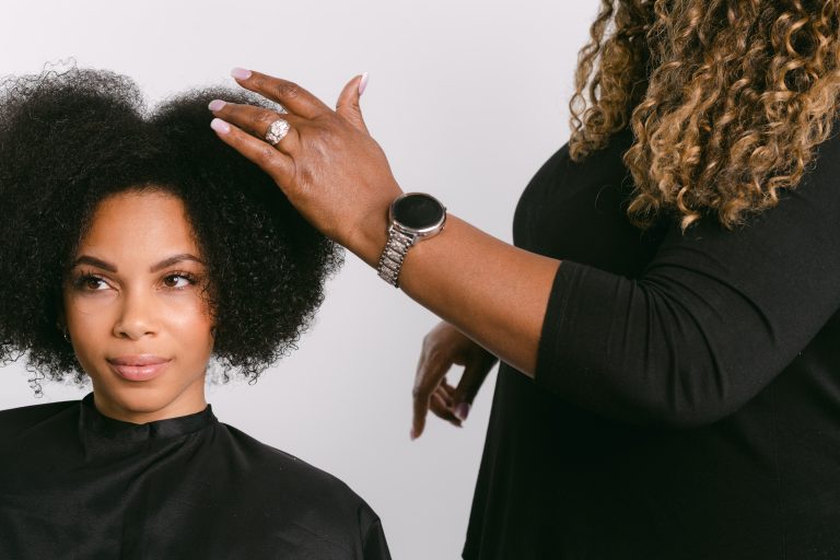 S textured hair, curly and full of body