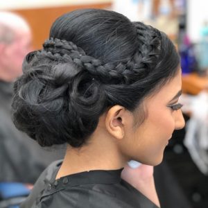 Braided updo on long hair for prom from Hair Cuttery