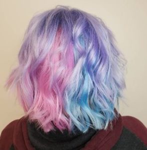 Pastel lilac, pink and blue hair color at Hair Cuttery